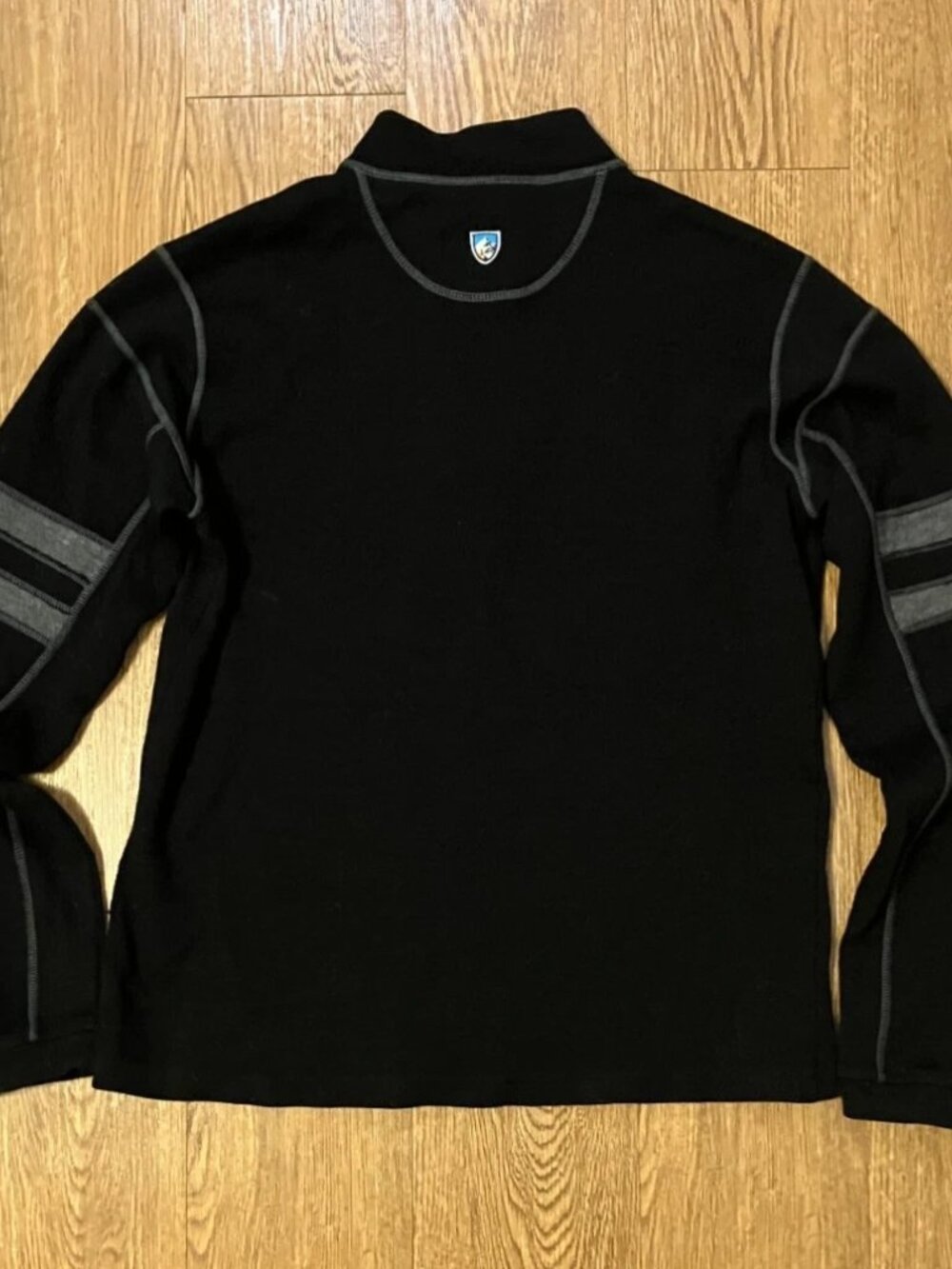 KUHL Team Merino 1/4 Zip Sweater Mens Large Black 100% Merino Wool Baselayer - Picture 7 of 9